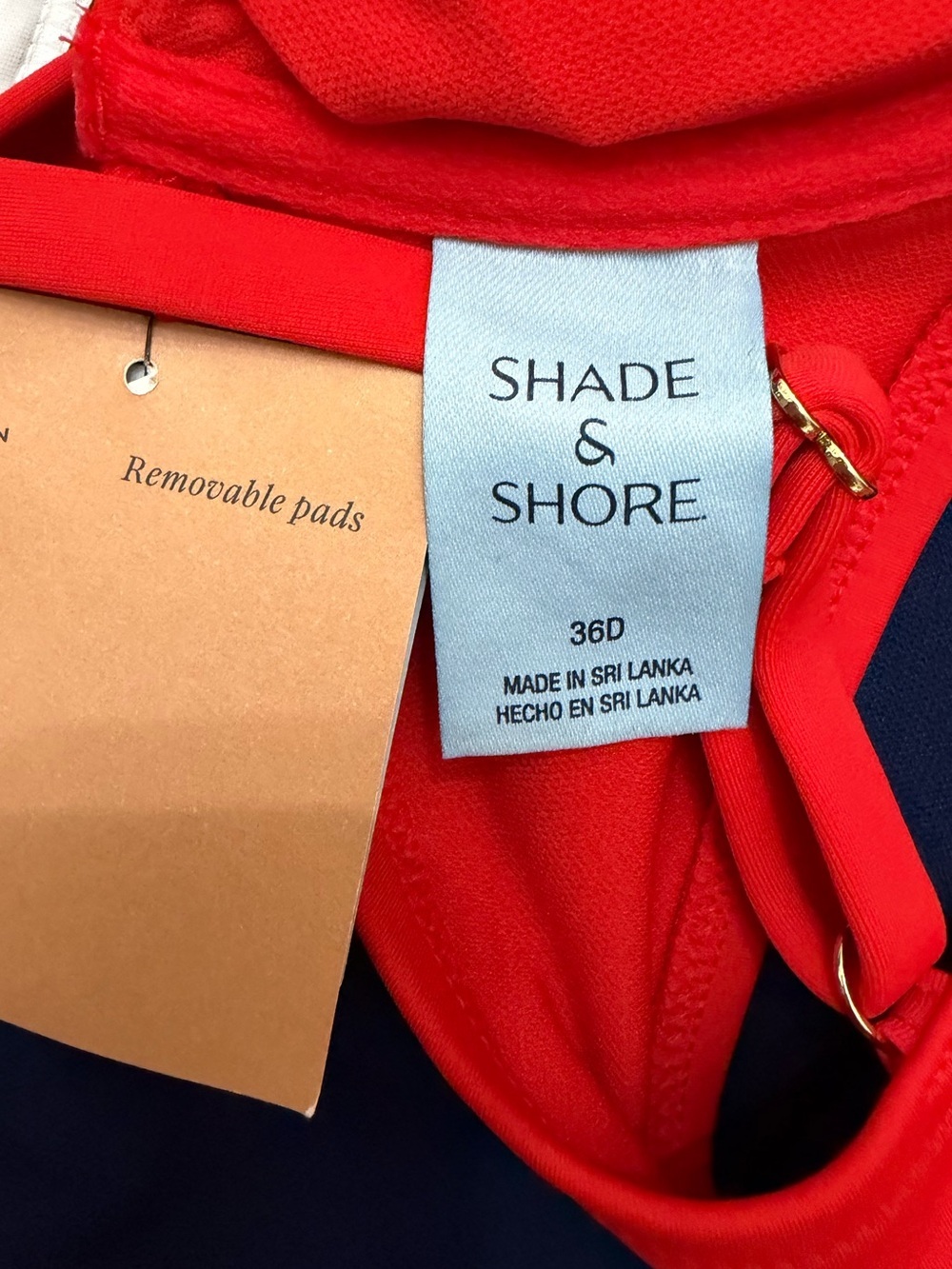 Shade & Shore Red Navy White Bikini Set Size 36D / L NWT - Picture 4 of 4